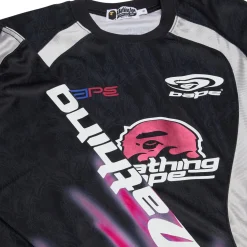 A Bathing Ape Flame Pattern Multilogo Relaxed Fit Football Jersey