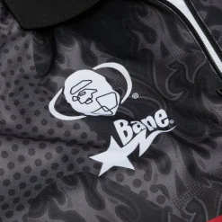A Bathing Ape Flame Pattern Overall Print Half Zip Relax Fit Polo Shirt