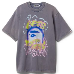 A Bathing Ape Heavy Washed Logo Relaxed Fit Tee
