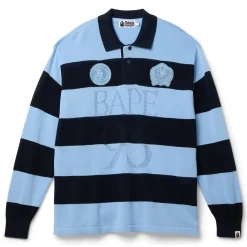 A Bathing Ape Jacquard Multilogo Stripe Relaxed Fit Ls Tee