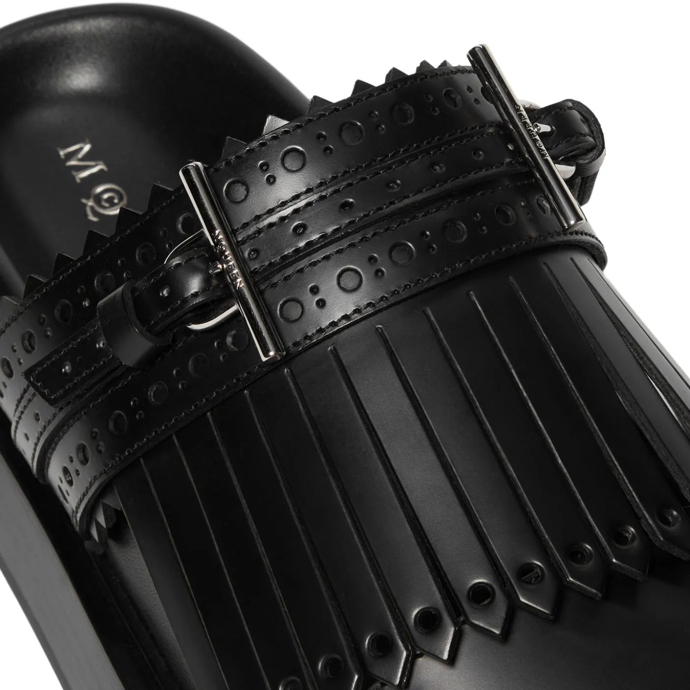 Alexander McQueen T-Bar Fringed Slides