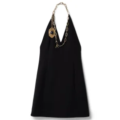 AREA Chain Plate Halter Mini Dress