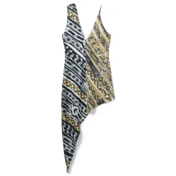 AREA Chain Printed Crystal Link Slip Dress