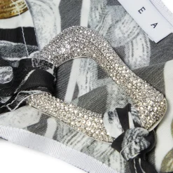 AREA Chain Printed Crystal Link Slip Dress