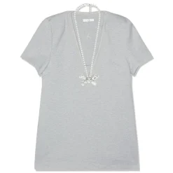 AREA Crystal Butterfly V-Neck T-Shirt Dress