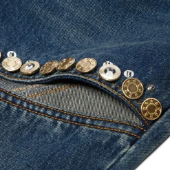 AREA Crystal Button Studded Slit Jean