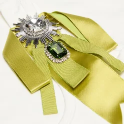 AREA Crystal Embellished Bow Tank Top