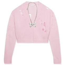 AREA Crystal Embellished Butterfly Cardigan