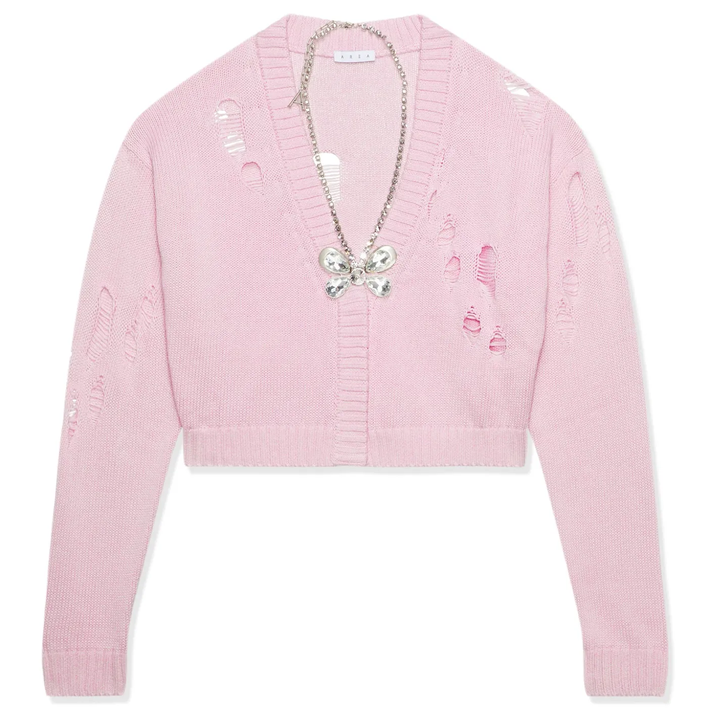 AREA Crystal Embellished Butterfly Cardigan