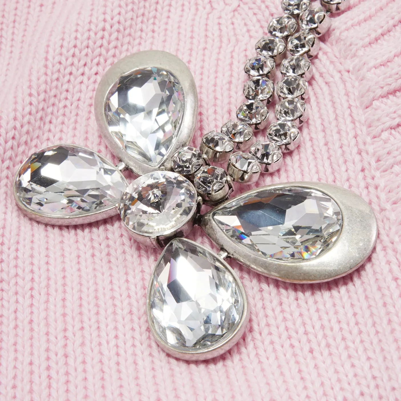 AREA Crystal Embellished Butterfly Cardigan