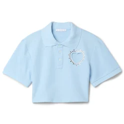 AREA Crystal Heart Cutout Cropped Polo