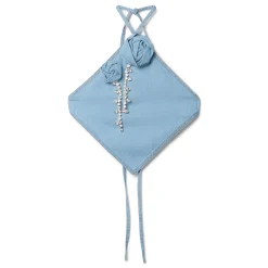 AREA Crystal Rosette Handkerchief Top