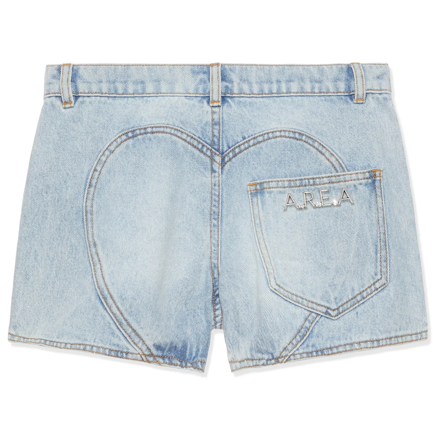 AREA Flower Applique Slit Denim Shorts