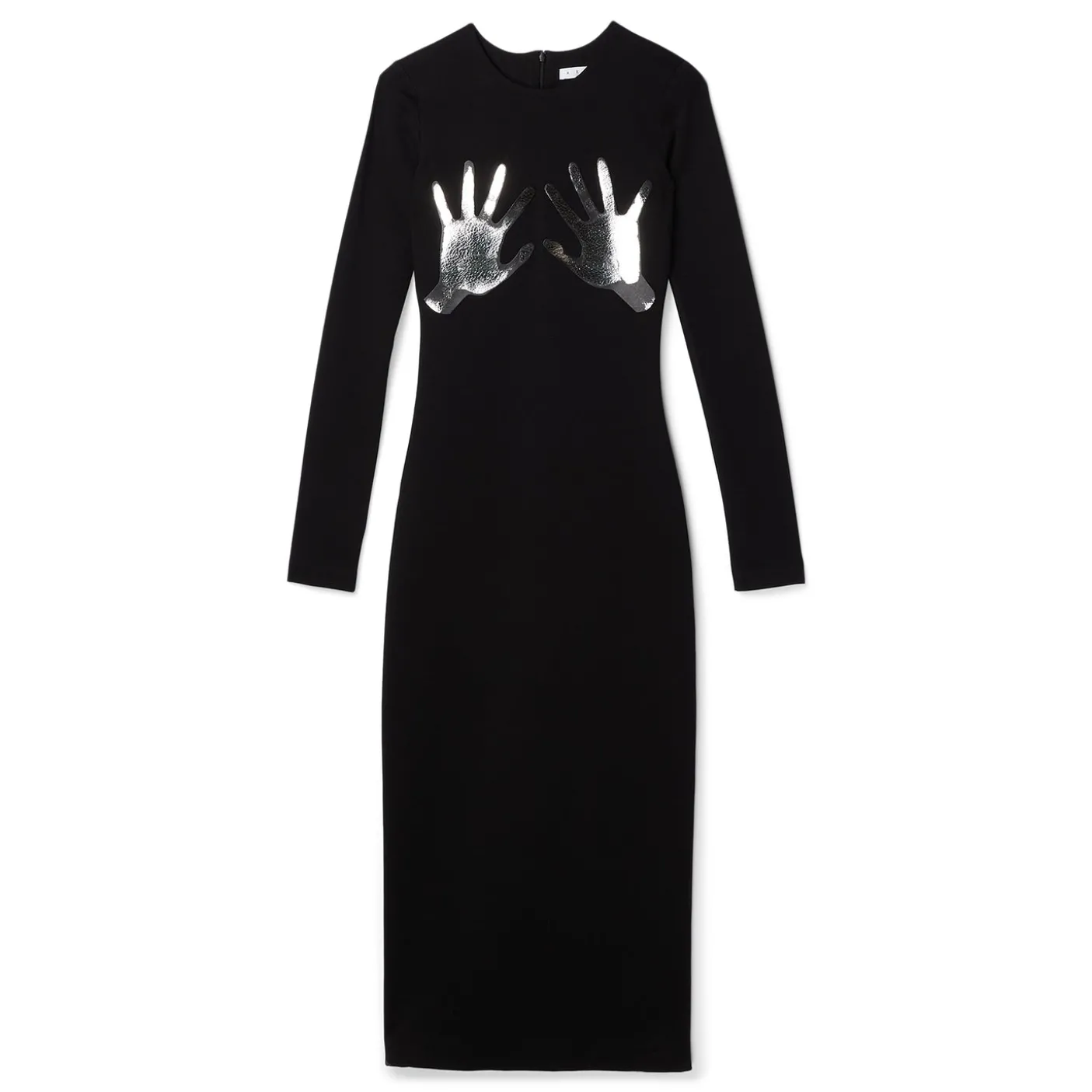 AREA Handprint Long Sleeve Midi Dress