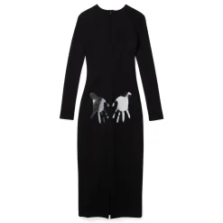 AREA Handprint Long Sleeve Midi Dress