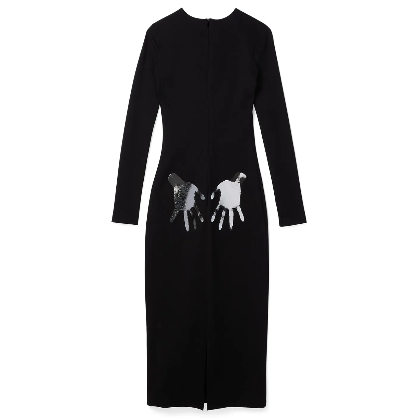 AREA Handprint Long Sleeve Midi Dress