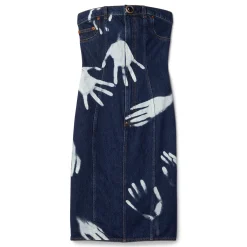 AREA Handprint Strapless Midi Dress