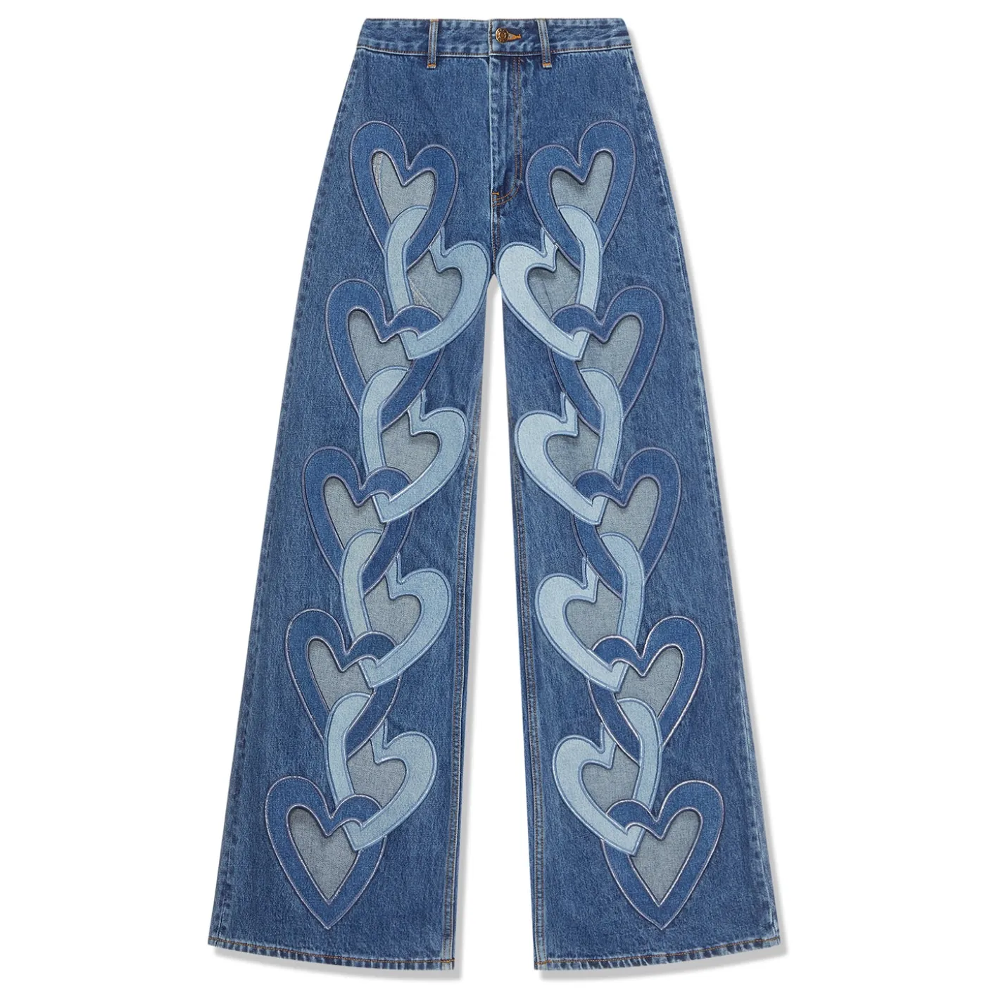 AREA Heart Cutout Wide Leg Jeans