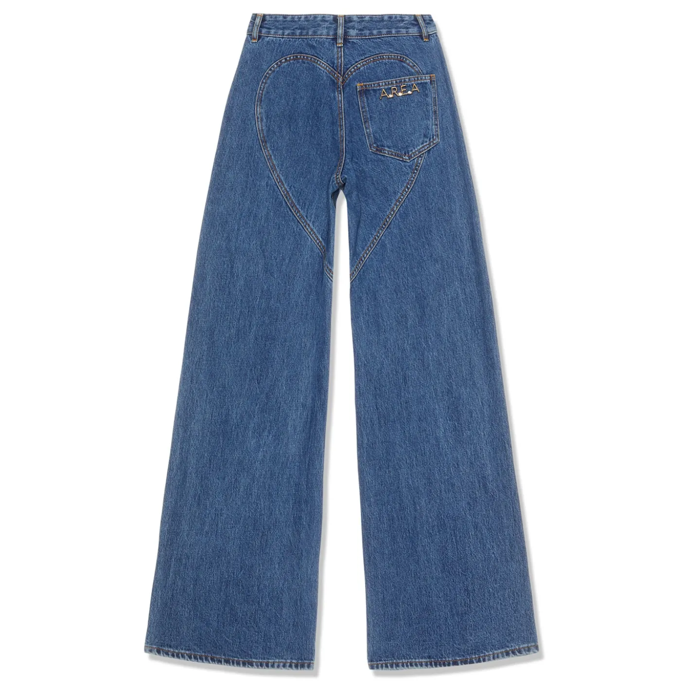 AREA Heart Cutout Wide Leg Jeans