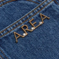 AREA Heart Cutout Wide Leg Jeans
