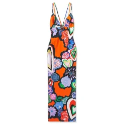 AREA Heart Printed Maxi Dress