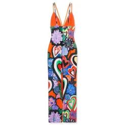 AREA Heart Printed Maxi Dress