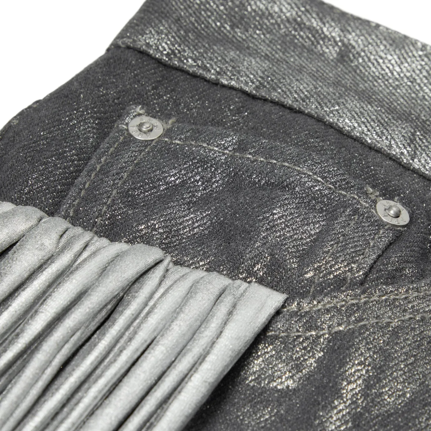 AREA Metallic Fringe Straight Leg Jean