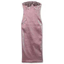 AREA Stretch Lame Rosette Midi Dress