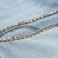 AREA Wide Leg Crystal Slit Jean