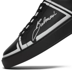 Balmain B-Court-Printed Balmain Calfskin