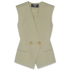 Balmain Buttoned Grain De Poudre Vest