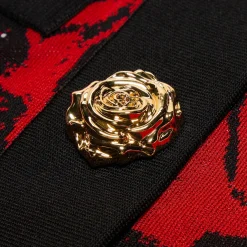 Balmain Buttoned Red Roses Cropped Knit Cardigan