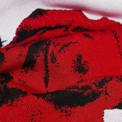 Balmain Buttoned Red Roses Cropped Knit Cardigan