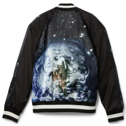 Balmain Earth & Stars Print Zipped Varsity Jacket