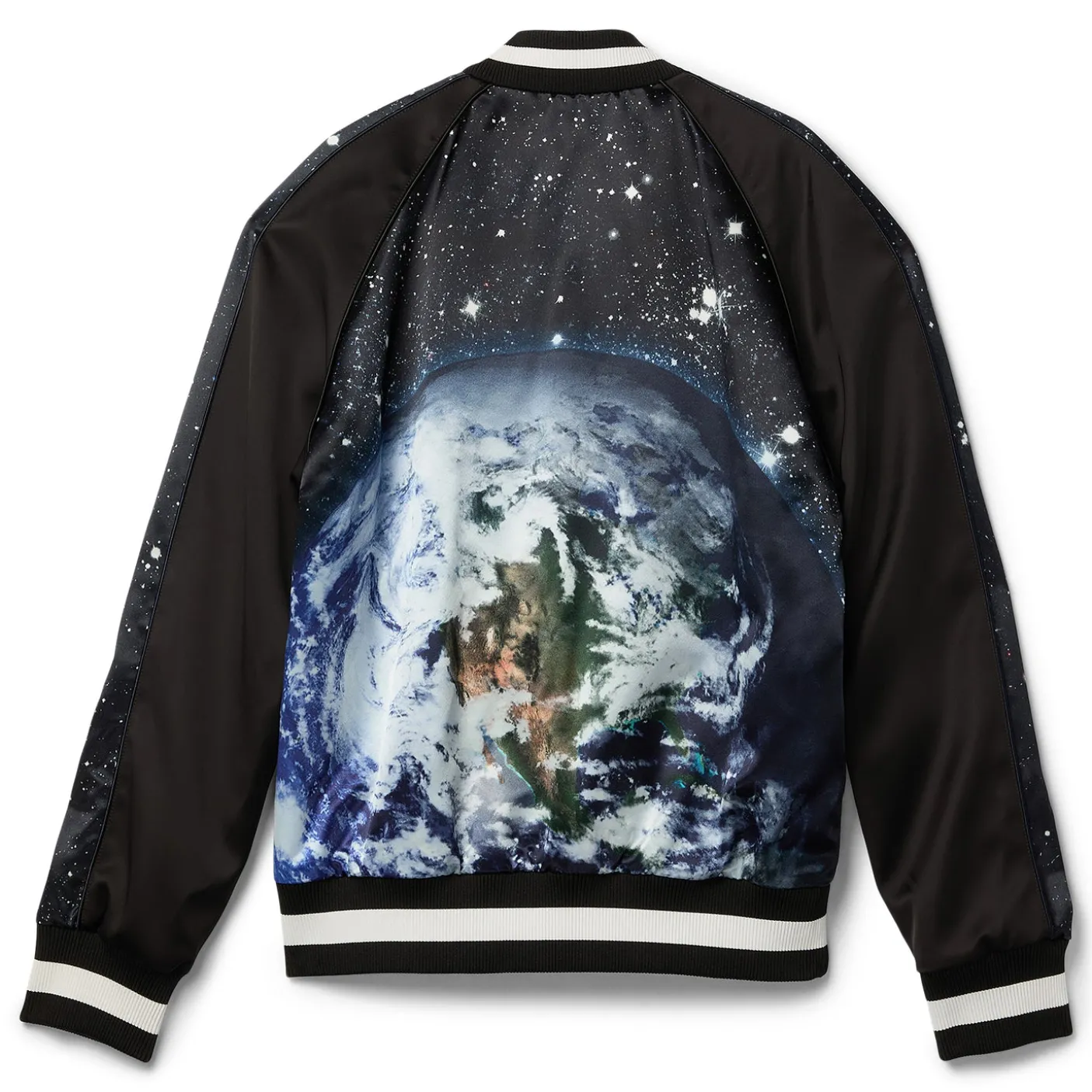 Balmain Earth & Stars Print Zipped Varsity Jacket