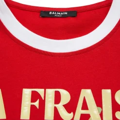 Balmain Fraise Print Crop T-Shirt
