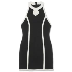 Balmain Halterneck Rose Detail Short Dress