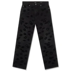 Balmain Monogram & Flock Kiss Print Denim Pants