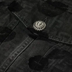 Balmain Monogram & Flock Kiss Denim Jacket