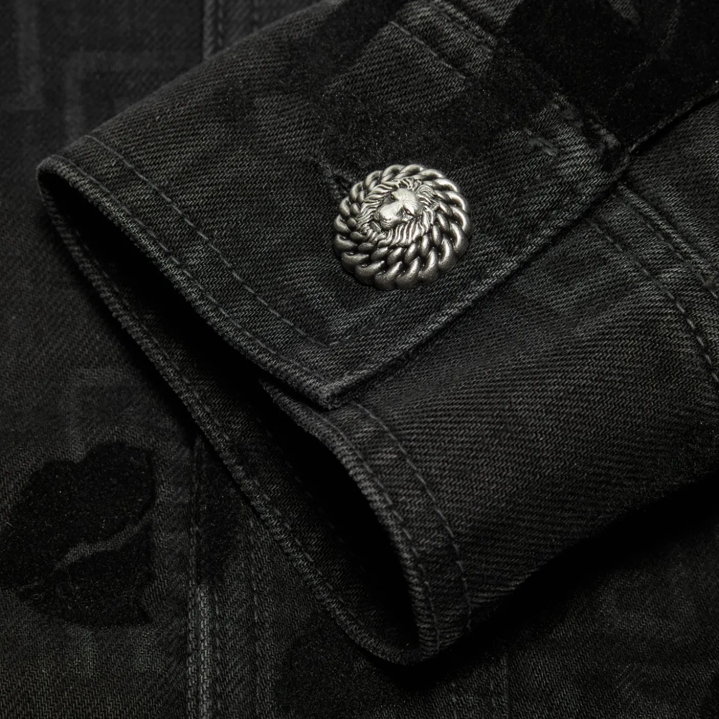 Balmain Monogram & Flock Kiss Denim Jacket