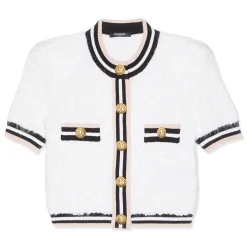 Balmain Short Sleeve Buttoned Maze Monogram Cardigan