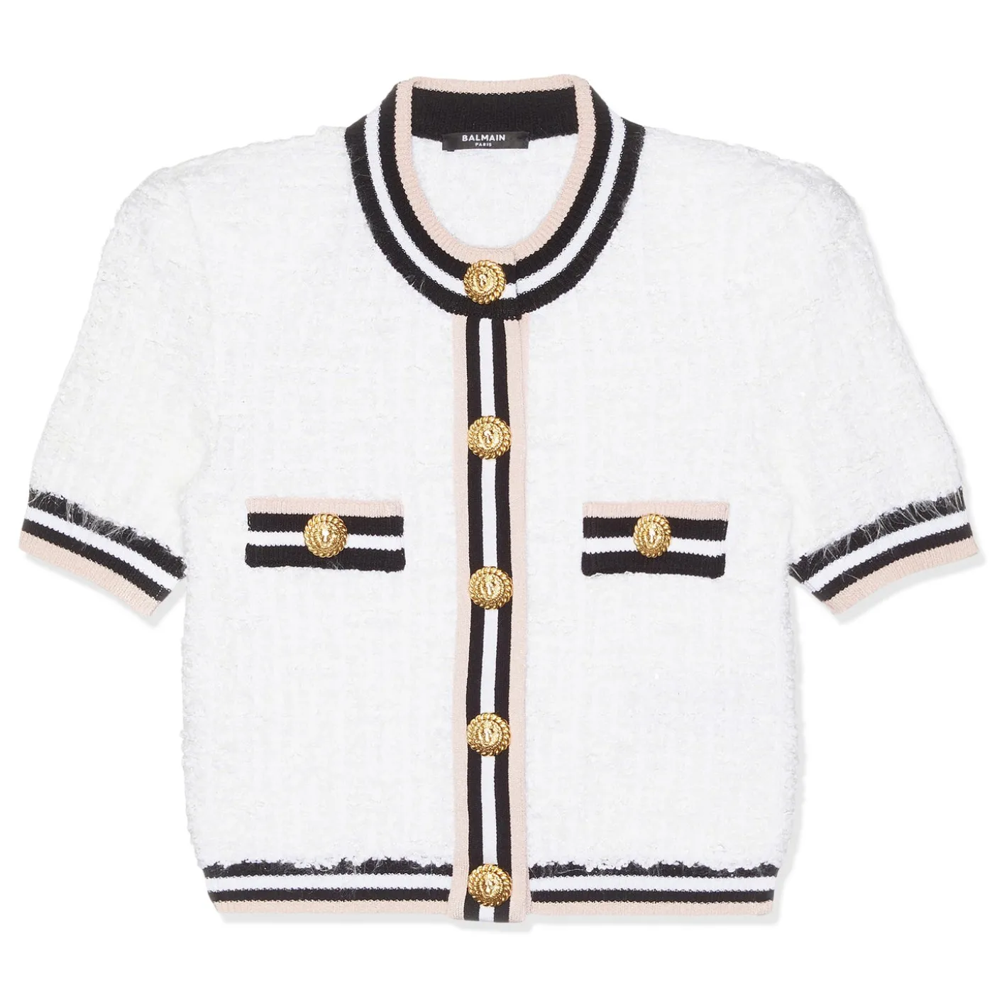 Balmain Short Sleeve Buttoned Maze Monogram Cardigan