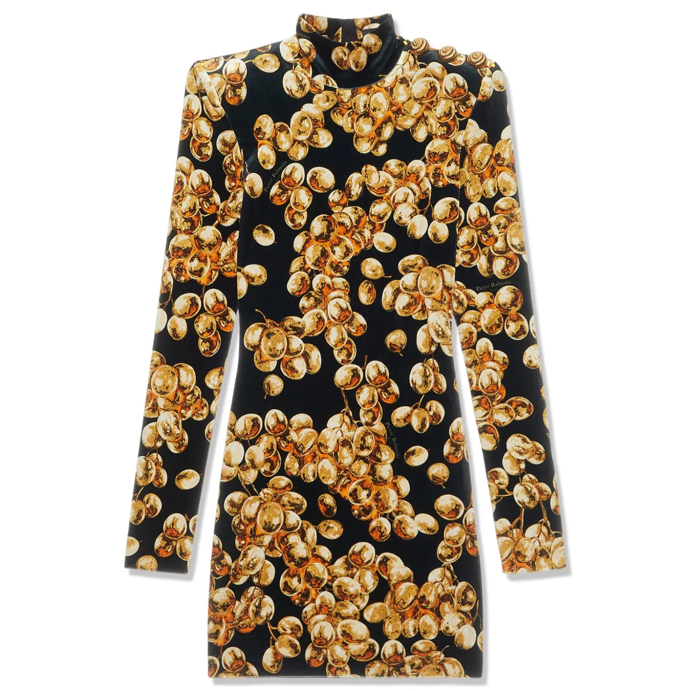 Balmain Short Velvet Dress With Grape Print