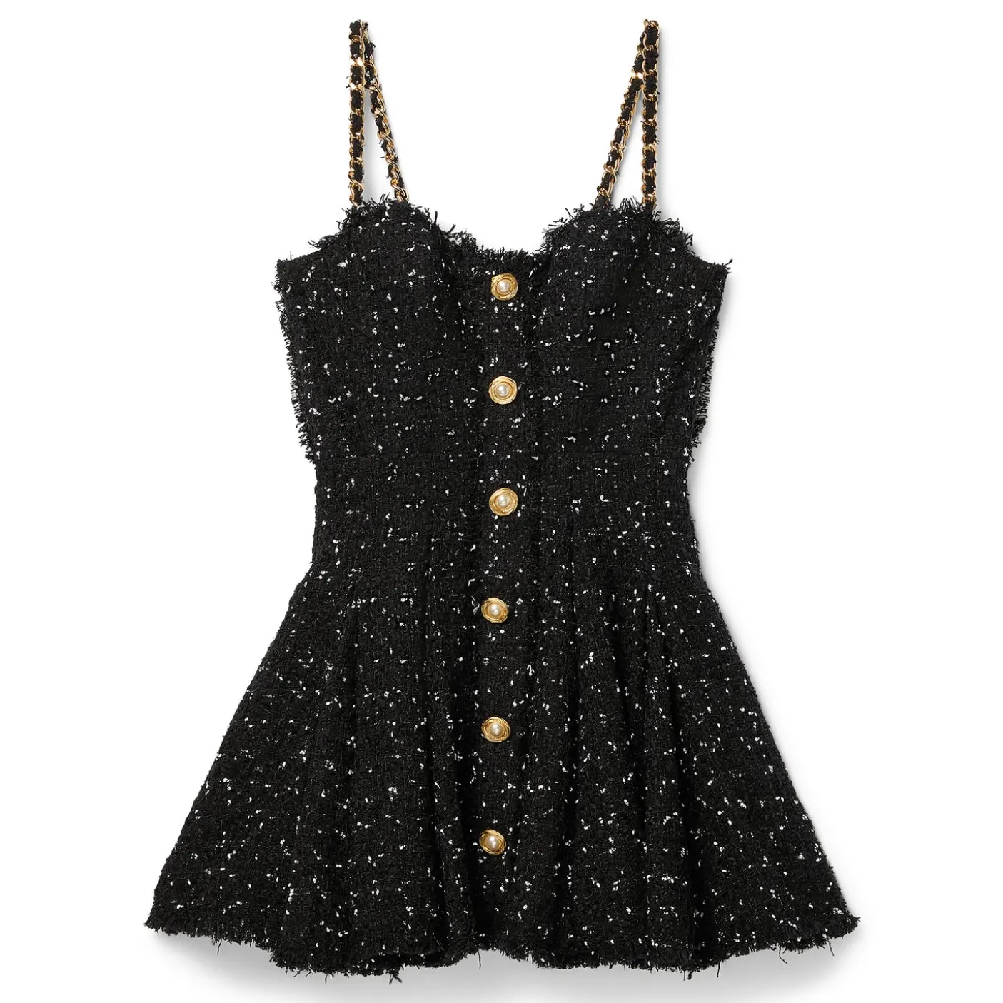 Balmain Strappy Polka Dot Tweed Dress