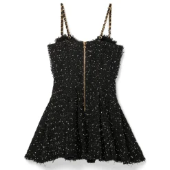 Balmain Strappy Polka Dot Tweed Dress
