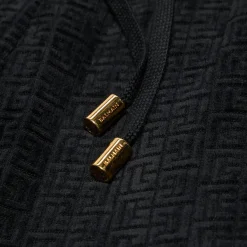 Balmain Velvet Monogram Kiss Jersey Sweatpants