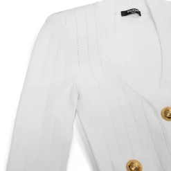 Balmain V-Neck Cropped Knit Cardigan
