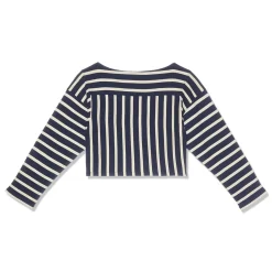 Balmain Womens Baseball Boat Neck Crop T-Shirt