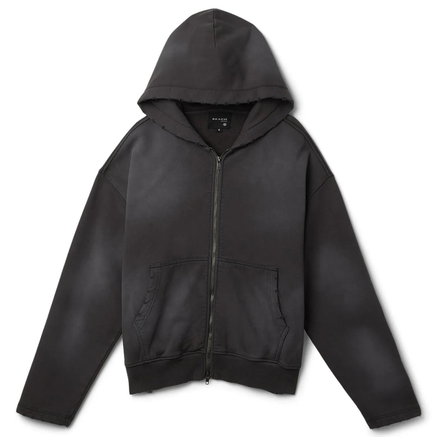 Beach Brains Distressed Zip Hood