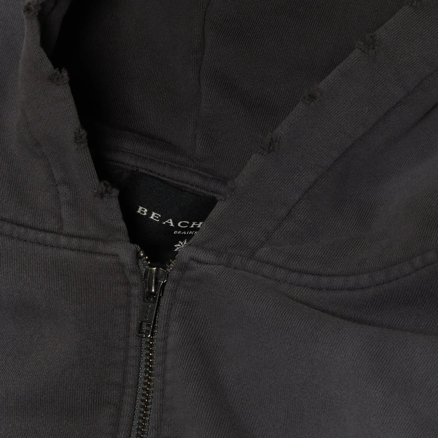 Beach Brains Distressed Zip Hood